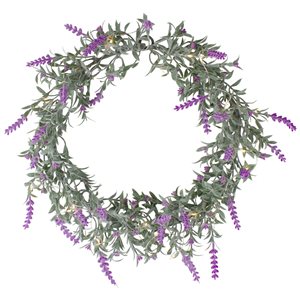 Northlight 16-in Green/Pink Artificial Lavender Wreath with LED Lights