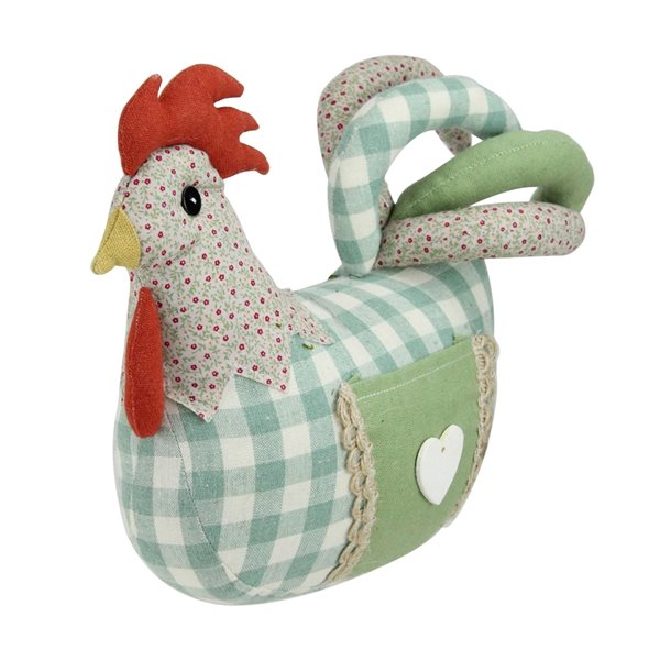 Northlight 9.5-in Farmhouse Plaid Fabric Rooster Spring Figurine