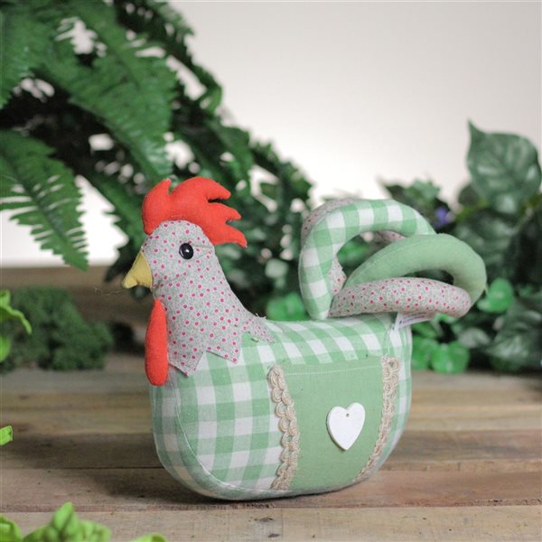 Northlight 9.5-in Farmhouse Plaid Fabric Rooster Spring Figurine