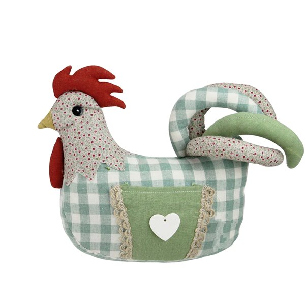 Northlight 9.5-in Farmhouse Plaid Fabric Rooster Spring Figurine