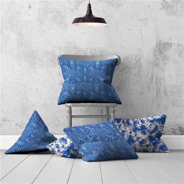 Joita Home Oriana 20-in x 20-in Square Blue Royal Lumbar Pillow Cover - Set of 3