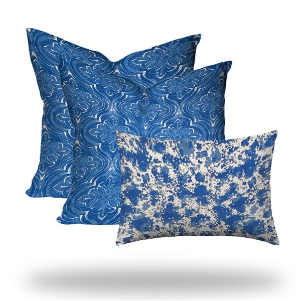 Joita Home Oriana 20-in x 20-in Square Blue Royal Lumbar Pillow Cover - Set of 3