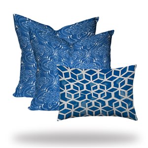Joita Home Oriana 20-in x 20-in Square Blue, Royal Indoor/Outdoor Lumbar Pillow Zipper Cover - Set of 3