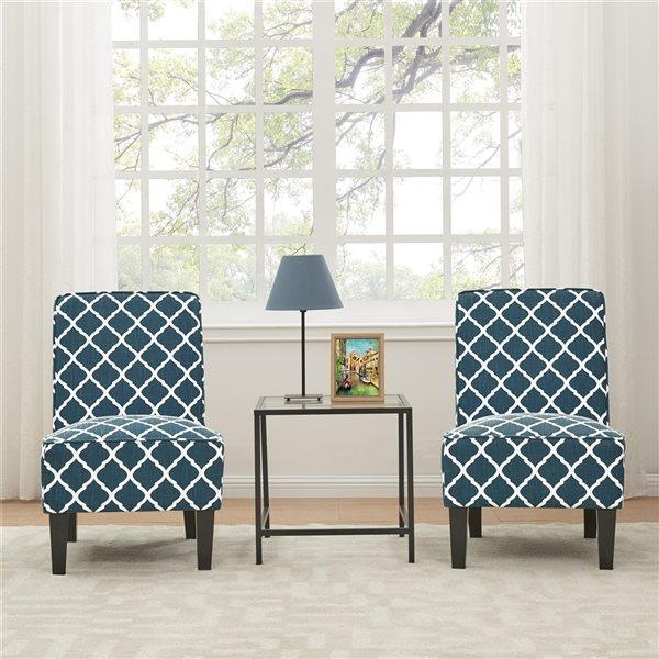 Handy Living Gio Modern Navy Blue Polyester Slipper Chair - Set of 2