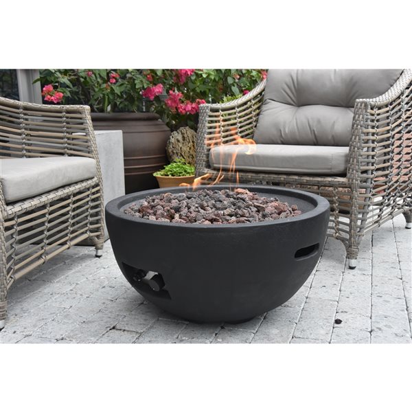 Modeno Jefferson 26.6-in W 40,000 BTU Black Concrete Liquid Propane Firebowl