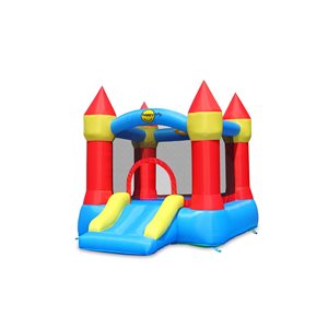 Happy Hop Castle Bouncer With Slide And Hoop 110-in Polyester Bounce House