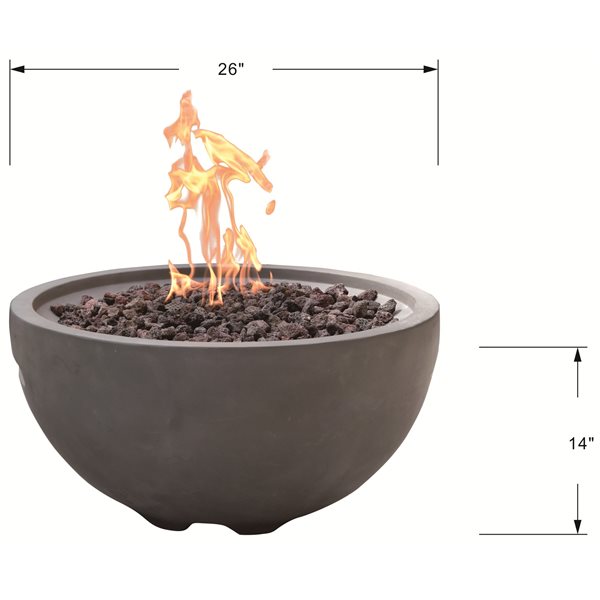 Modeno Nantucket 26-in W 40,000 BTU Gray Concrete Natural Gas Firebowl