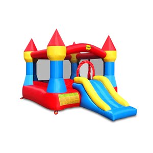 Happy Hop Castle Bouncer With Slide 143-in Polyester Bounce House