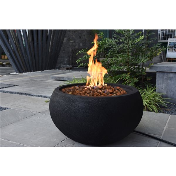 Modeno York 27-in W 40,000 BTU Black Concrete Liquid Propane Firebowl