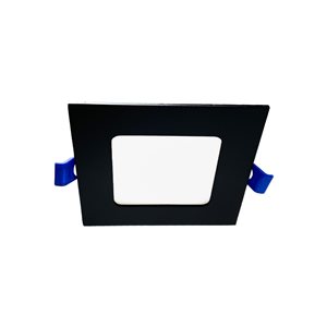 DawnRay 4-in Square Black Slim LED Recessed Light Kit - 1-Pack