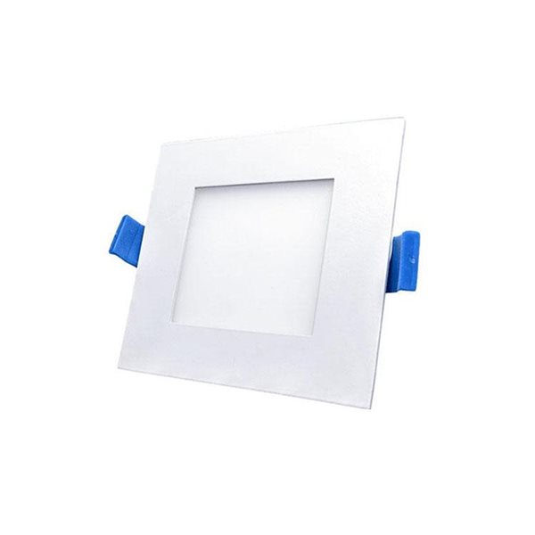 DawnRay 4-in Square White Slim LED Recessed Light Kit - 1-Pack