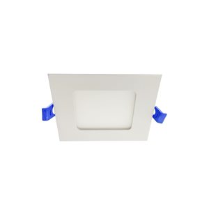 DawnRay 4-in Square White Slim LED Recessed Light Kit - 1-Pack