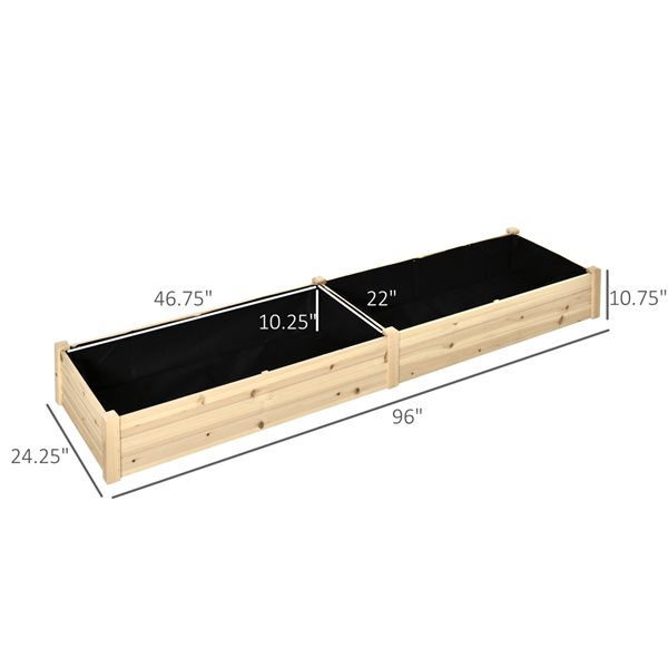 Outsunny 24.25-in x 96-in Wooden Raised Garden Bed 845-583 | RONA