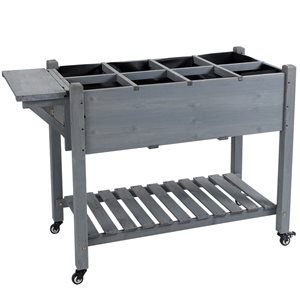 Outsunny 21.25-in x 48.5-in Brown Raised Garden Bed and Clapboard