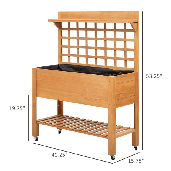 Outsunny 15.75-in x 41.25-in Wooden Raised Garden Bed