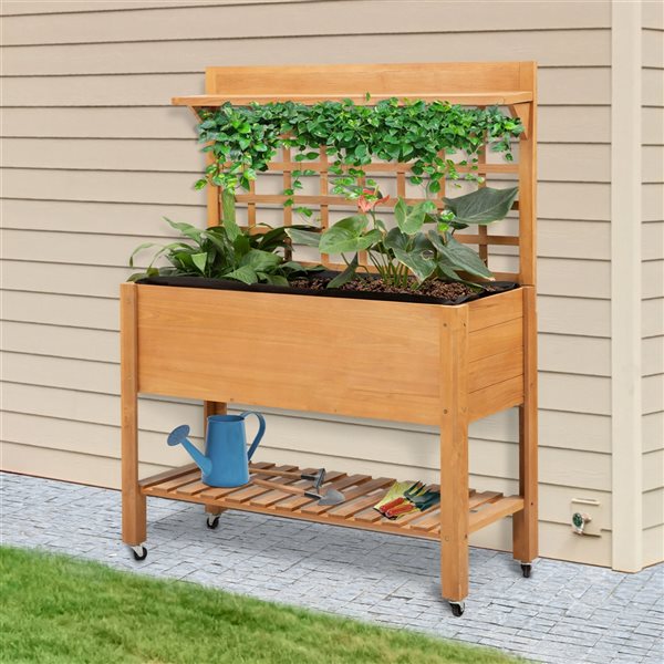 Outsunny 15.75-in x 41.25-in Wooden Raised Garden Bed
