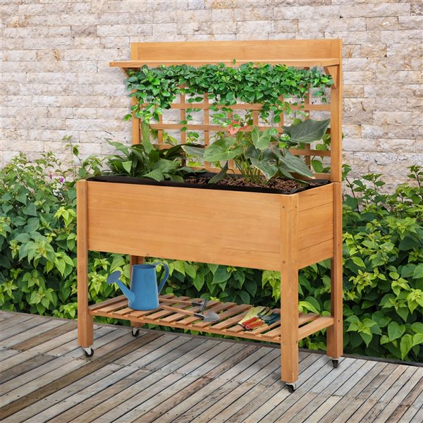 Outsunny 15.75-in x 41.25-in Wooden Raised Garden Bed