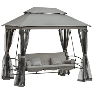 Outsunny 3-person Grey Steel Outdoor Swing