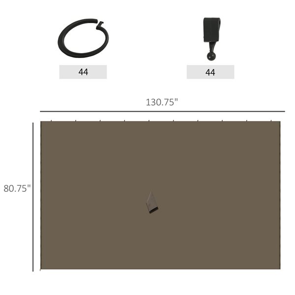 Outsunny 10-ft x 12-ft Brown Gazebo Replacement Sidewalls with Hooks