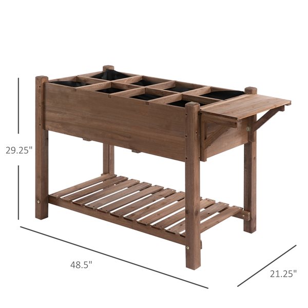 Outsunny 21.25-in x 48.5-in Brown Raised Garden Bed with Clapboard