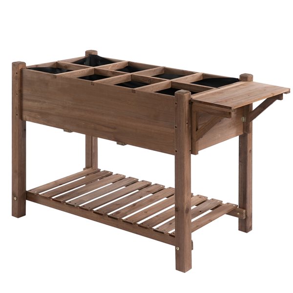Outsunny 21.25-in x 48.5-in Brown Raised Garden Bed with Clapboard