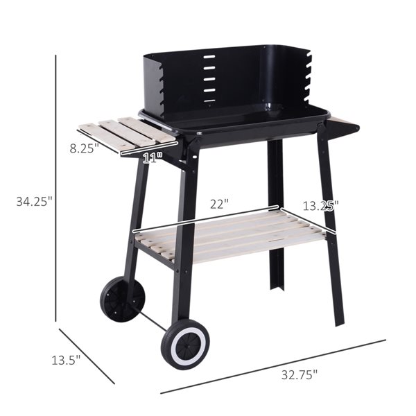 Outsunny 12.25-in Black Charcoal Grill