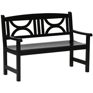 Banc de jardin en bois noir 48,5 po x 35,25 po par Outsunny