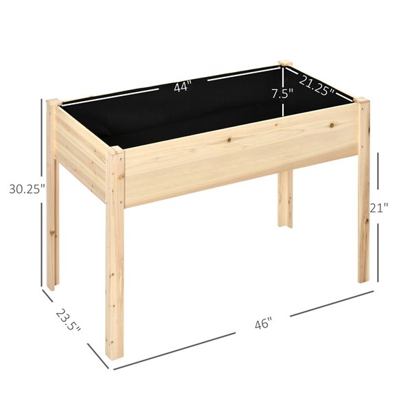 Outsunny 24-in x 46-in Wooden Raised Garden Bed