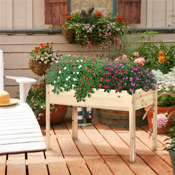 Outsunny 24-in x 46-in Wooden Raised Garden Bed
