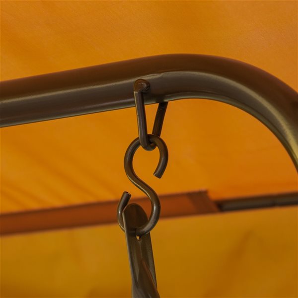 Outsunny Brown Metal Double Seat Swing Chair