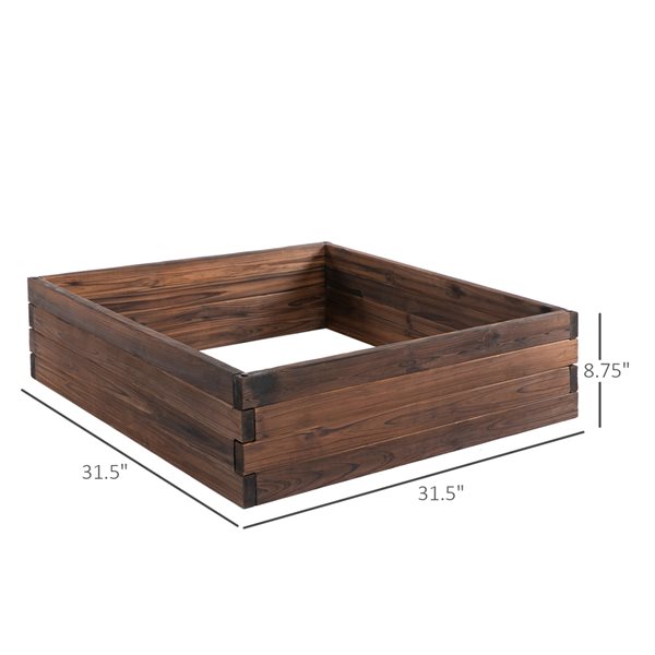 Outsunny 31.5-in x 31.5-in Brown Raised Garden Bed