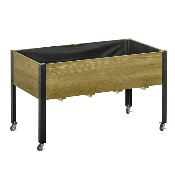 Outsunny 23.75in x 47.25in Brown Raised Garden Bed with Metal Legs
