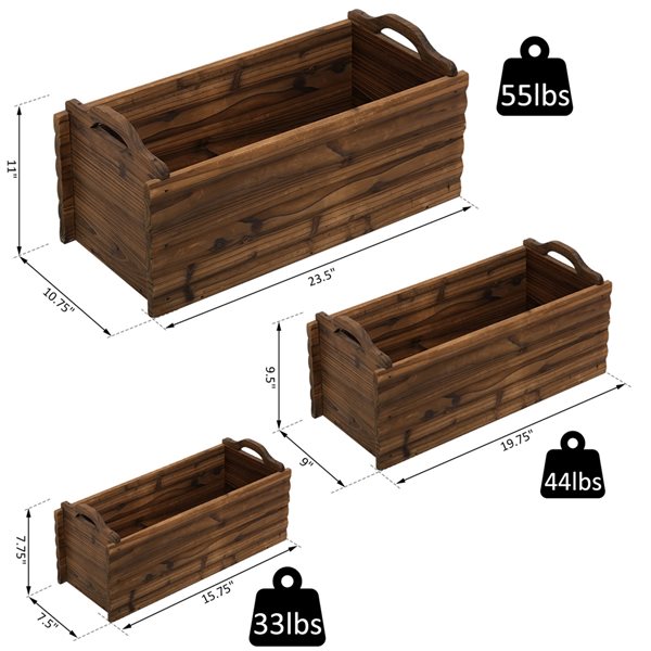 Wooden Raised Garden Bed 845, Square Wooden Planters Home Bargains