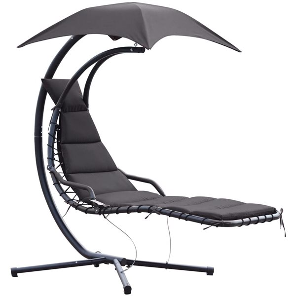 Outsunny Charcoal Grey Fabric Hammock Chair - Stand Included 84A-042CG ...