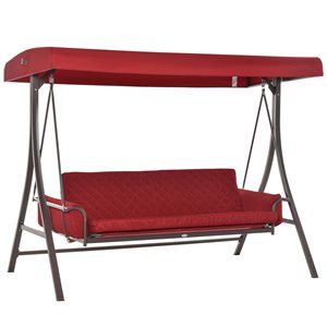 Outsunny 3-person Red Steel Outdoor Swing