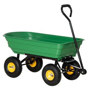 Chariot de jardin avec cadre en acier et pneus pneumatiques par Outsunny