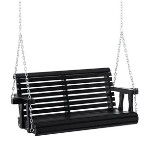 Outsunny 2-person Black Wood Outdoor Swing