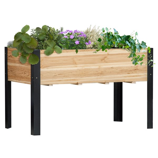 Outsunny 23.5-in x 47.25-in Wooden Black Raised Garden Bed