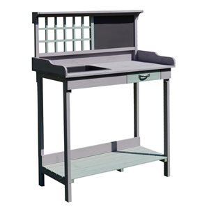 HomCom 36.25-in x 47-in x 16.75-in Grey Potting Bench