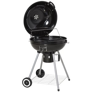 Outsunny 21.25-in Black Porcelain-Coated Steel Kettle Charcoal Grill