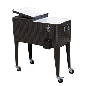 Glacière sur roulettes de 75 L en acier inoxydable noir par Outsunny