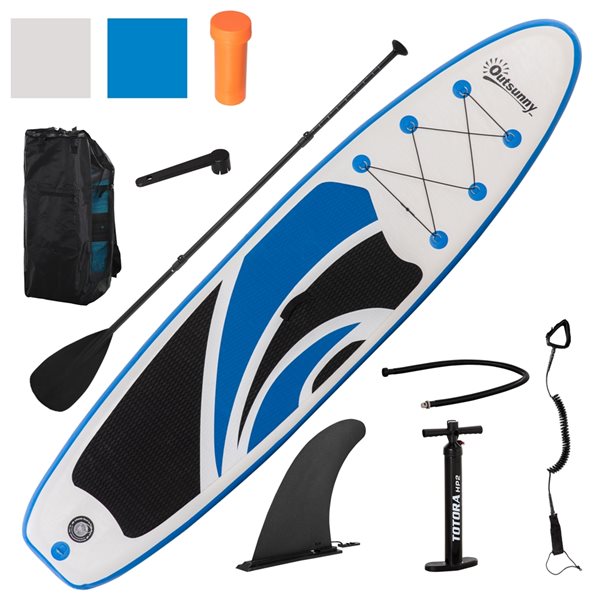 Outsunny Inflatable Paddle Stand Up Board with Non-Slip Deck Board ...