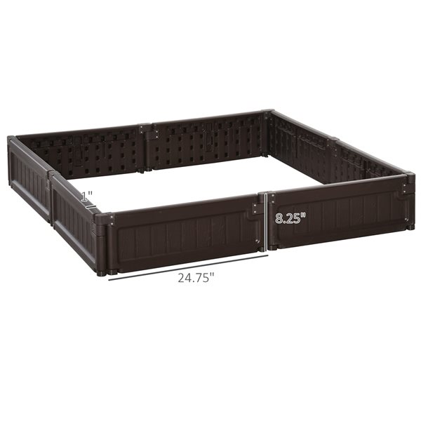 Outsunny 1-in x 24.75-in Brown Plastic Raised Garden Bed 845-551 | RONA