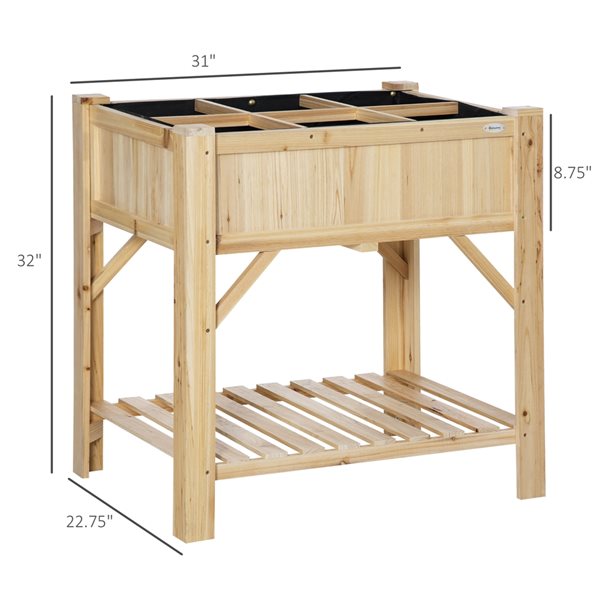 Outsunny 22.75-in x 31-in Wooden Raised Garden Bed 845-656 | RONA