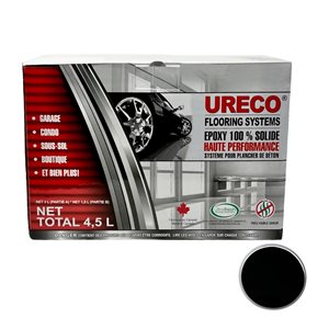 Ensemble d'epoxy 2 couches pour plancher de garage par Ureco, noir brillant