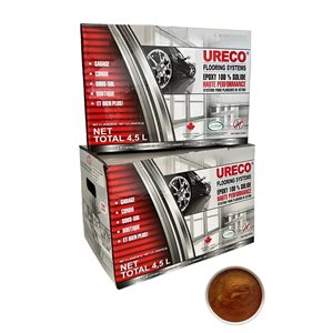 Ensemble d'epoxy 2 couches pour plancher de garage par Ureco, cuivre métallique brillant