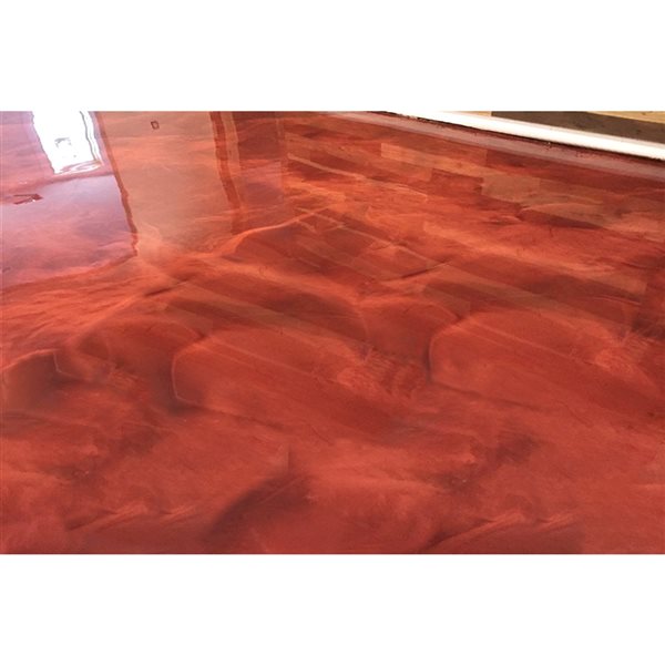 Ensemble d'epoxy 2 couches pour plancher de garage par Ureco, flame métallique brillant