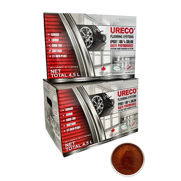 Ensemble d'epoxy 2 couches pour plancher de garage par Ureco, flame métallique brillant