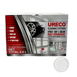 Ensemble d'epoxy 2 couches pour plancher de garage par Ureco, transparent brillant