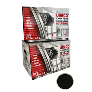 Ensemble d'epoxy 2 couches pour plancher de garage par Ureco, cendre métallique brillant